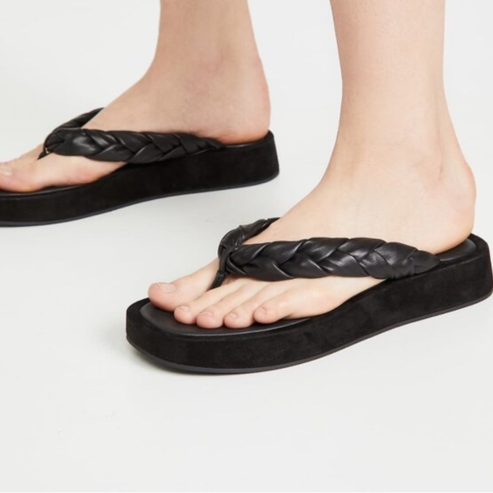 Vince Nita braided leather and suede thong in original box with dust bag